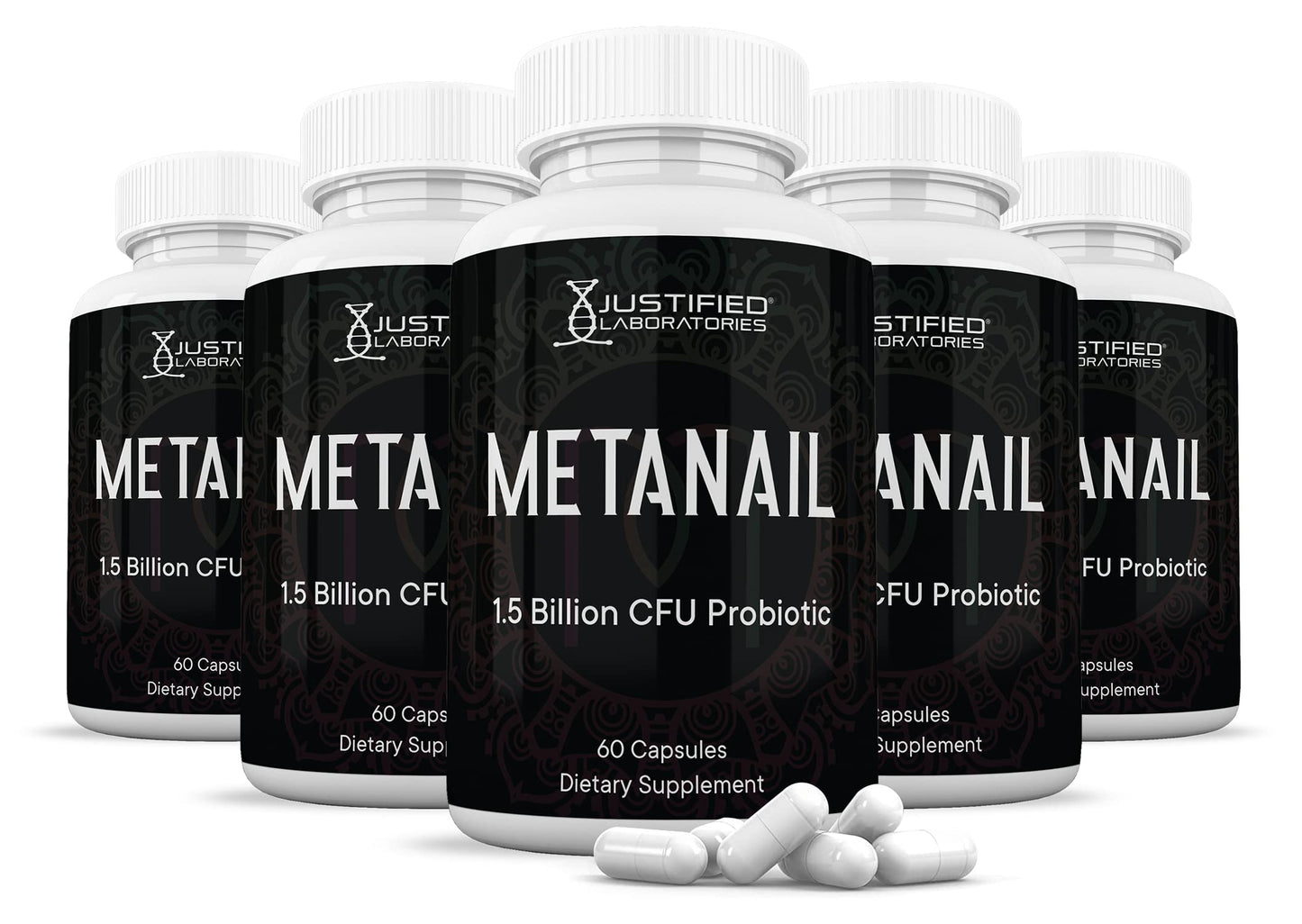 Justified Laboratories (5 Pack) Metanail 1.5 Billion CFU Probiotic Nail Support 300 Capsules