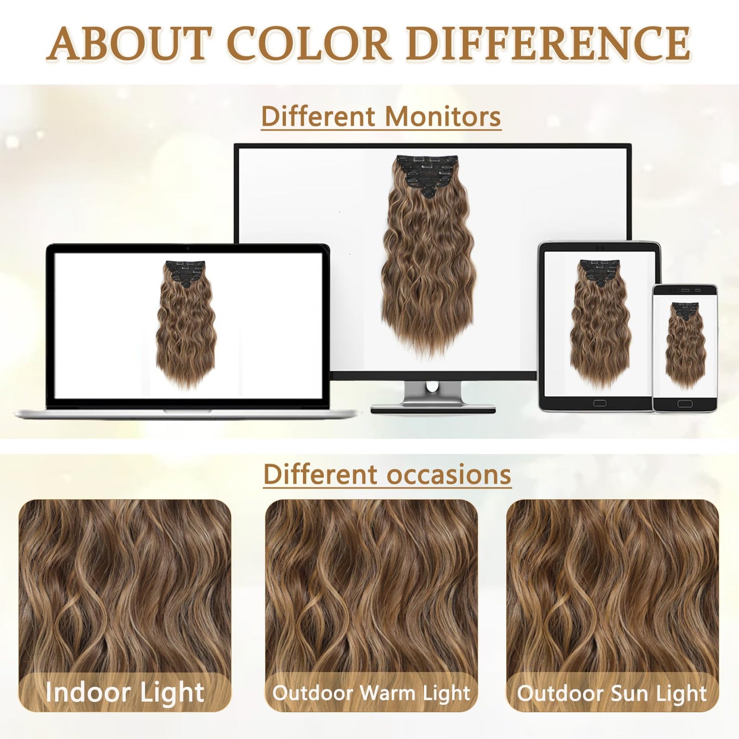 Clip in Hair Extensions for Women, 6PCS Long Wavy Curly Clip on Hair Extensions 20 Inch Synthetic Thick Hairpieces (Dark Brown, 20 Inch)