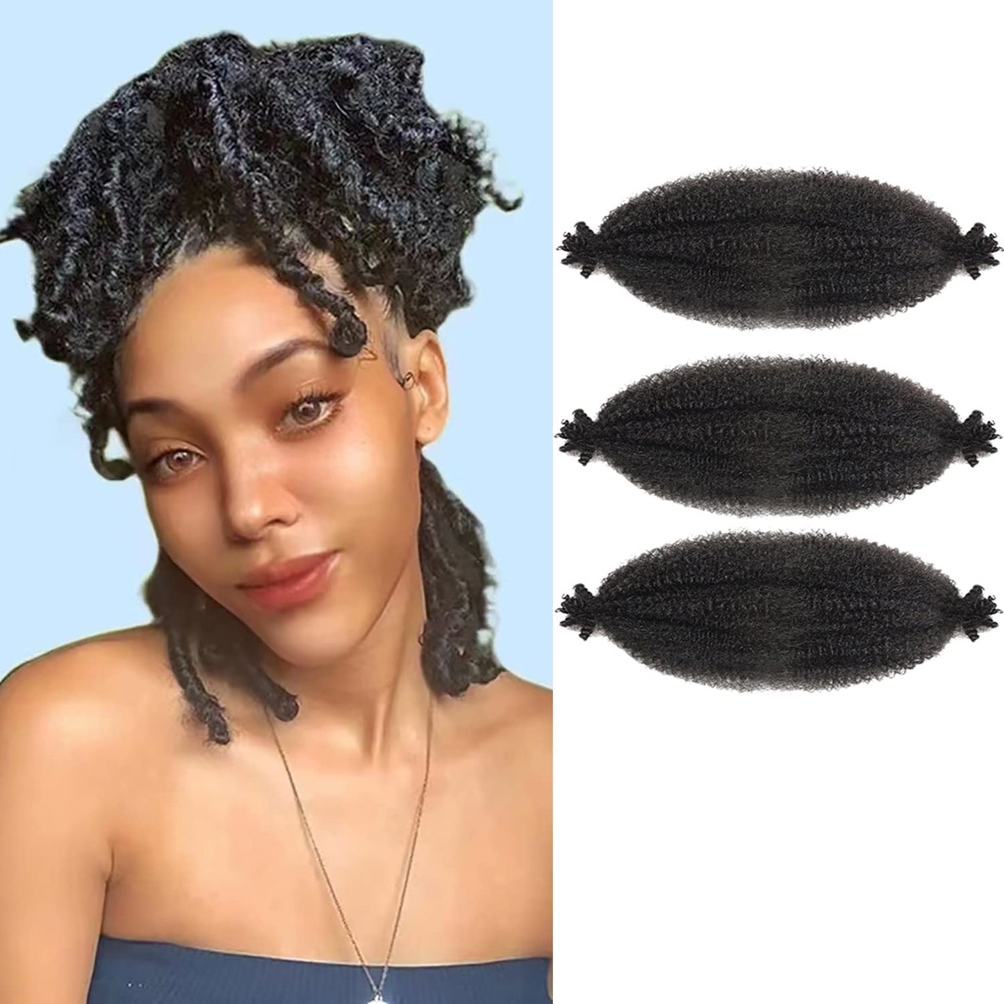 Marley Hair Braiding Hair Pre Stretched 12 Inch Marley Twist Braiding Hair for Spring Twist Hair Passion Twist Hair Faux Locs Crochet Hair Butterfly Locs Springy Afro Twist Hair Extensions(3 Packs,1B)
