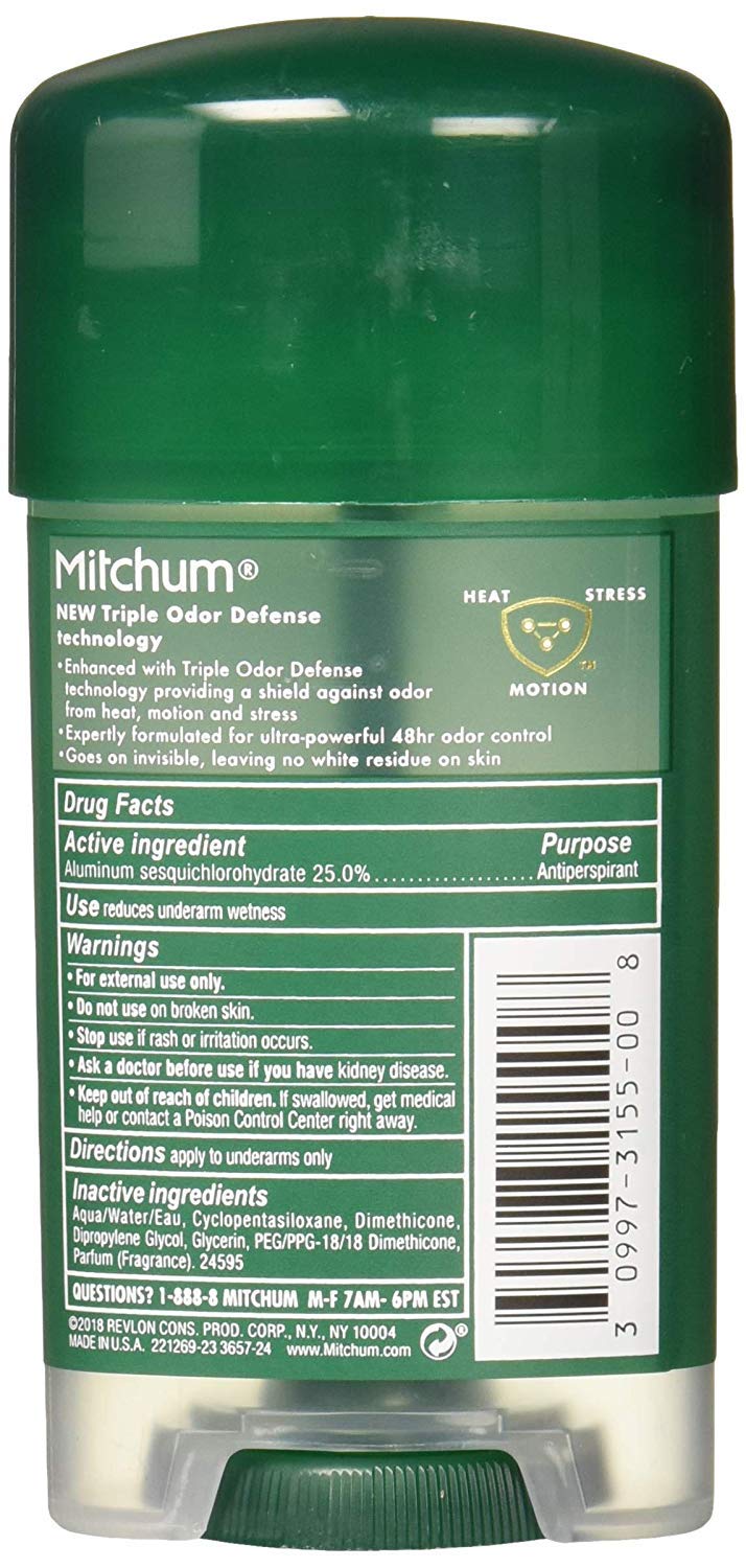 Mitchum Power Gel Antiperspirant Deodorant - Unscented - Net Wt. 2.25 OZ (63 g) - Pack of 3
