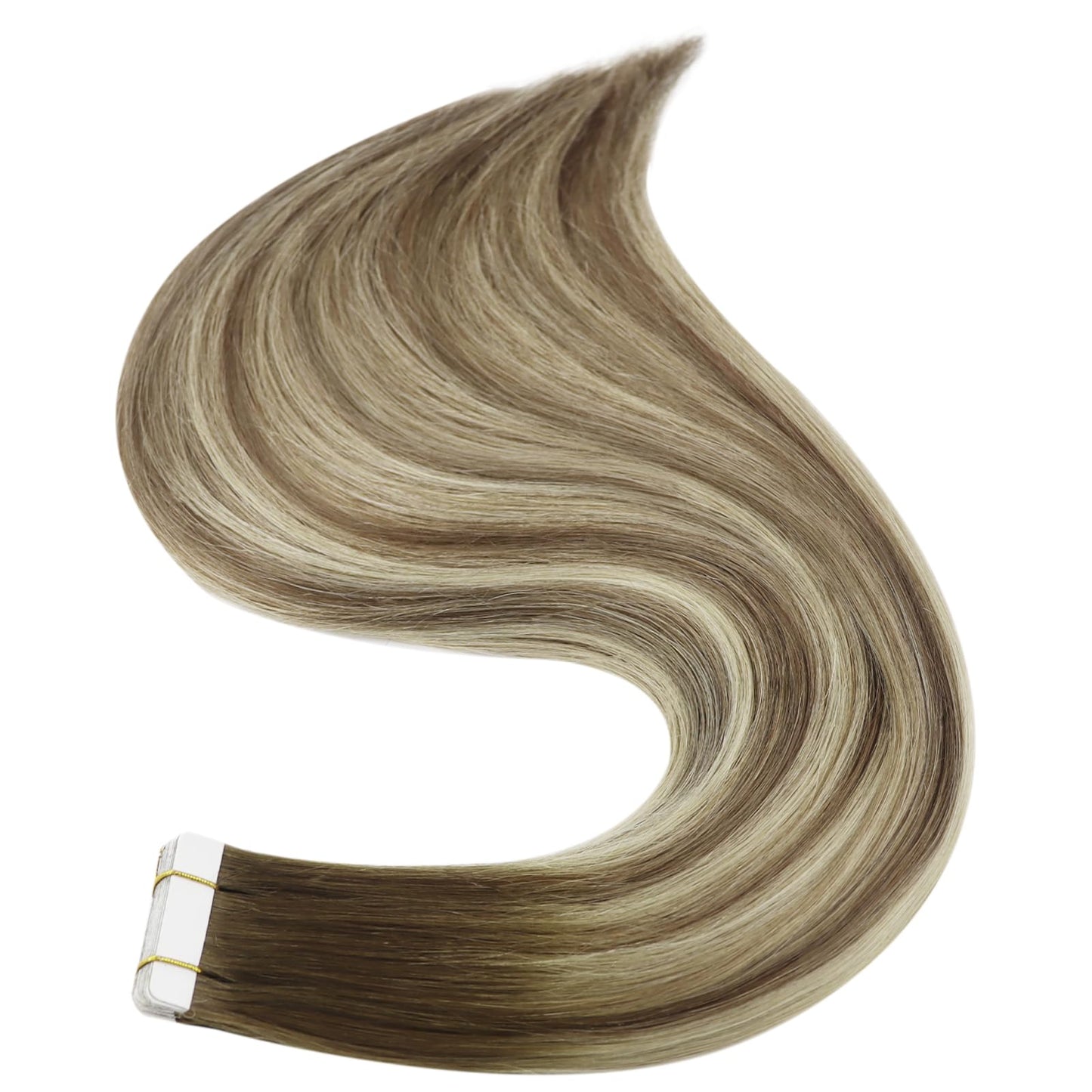 Full Shine Tape in Hair Extensions 20 Inch Human Hair Tape Hair Extensions Balayage Color 3 Dark Brown Fading to 8 and 22 Blonde Highlighted Glue in Hair Extensions 50 Grams 20Pcs