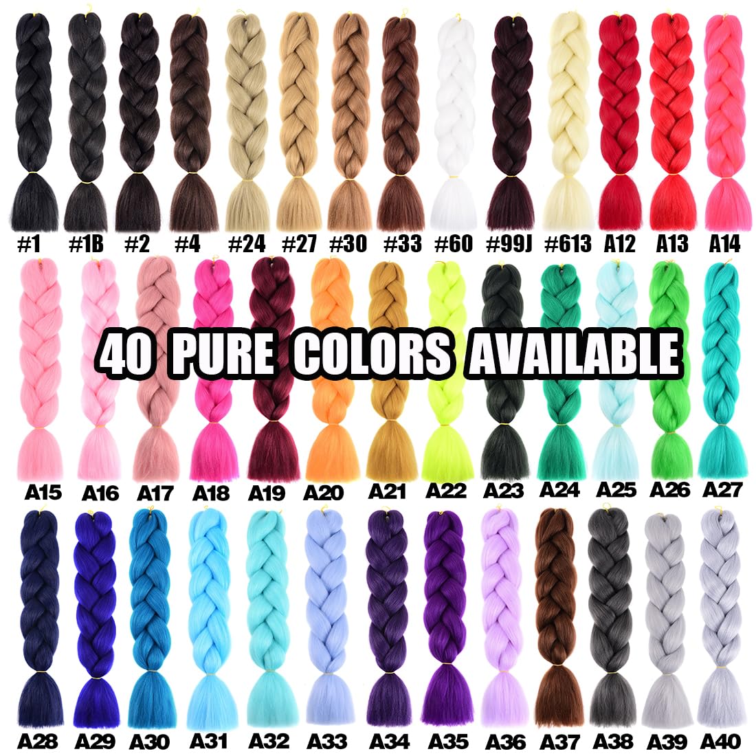 Doren Jumbo Braiding Hair Extensions Colorful Synthetic Kanekalon Crochet Braids Hair for DIY 3Pcs 100g/Pcs 24Inches #613