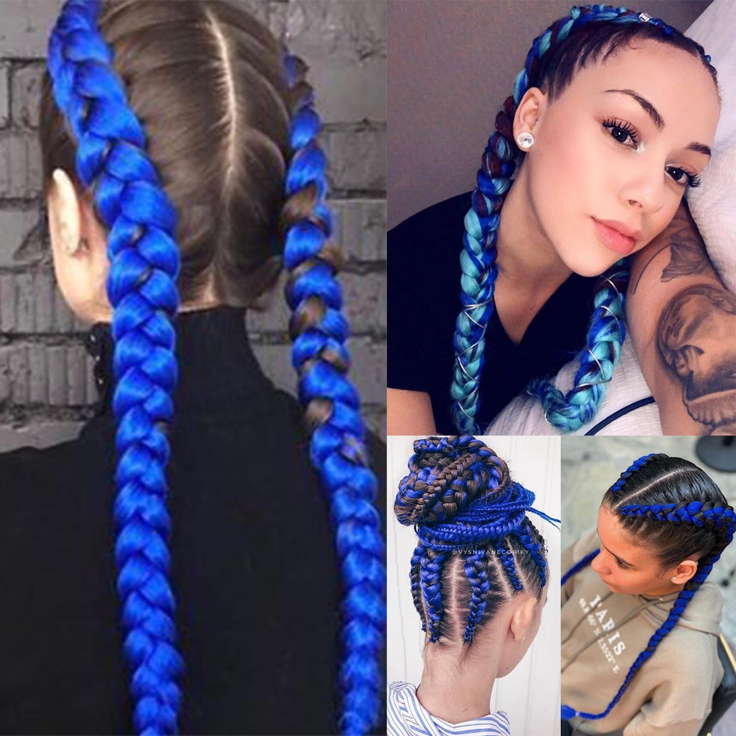 Dark Blue Pre stretched Braiding Hair, 26 Inches Box Braids Hair Extensions, 3 Packs Yaki Texture Braiding Hair Pre stretched