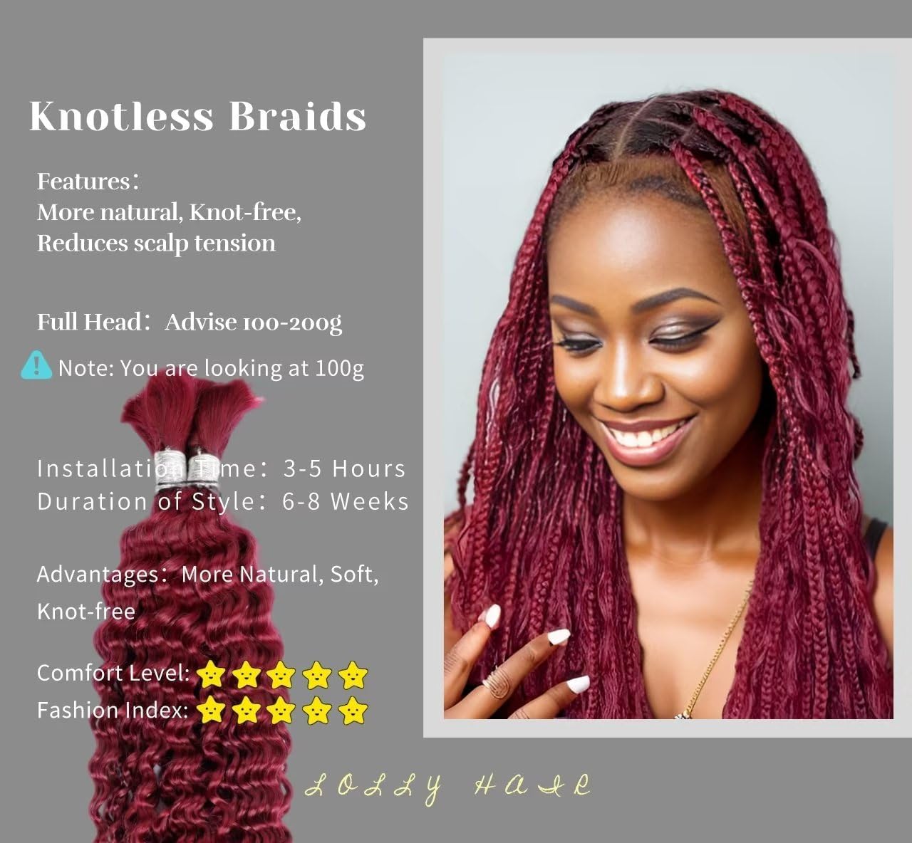 Fabimiya Burgundy Braiding Human Hair 100g 18 Inch 99J Burgundy Deep Water Wave Bulk Human Hair for Braiding No Weft Brazilian Virgin Curly Human Hair Extensions for Boho Braids