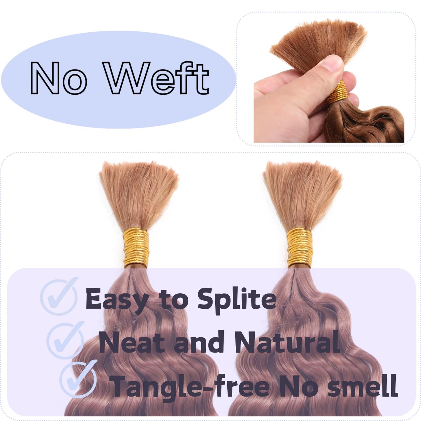 Deep Bulk Hair For Braiding Hair Wet And Wavy Deep Wave Bulk Hair 20inch Quality Synthetic Micro Braiding Hair Extensions for Boho Braids No Weft 20inch 200g,2Pack 30#