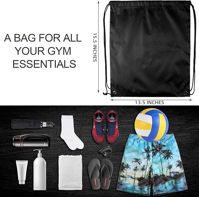 GoodtoU Drawstring Backpack Bulk, 60 Pcs Draw String Bags Cinch Bag Drawstring Gym Bag Sackpack Drawstring Bags for Women Men, Black