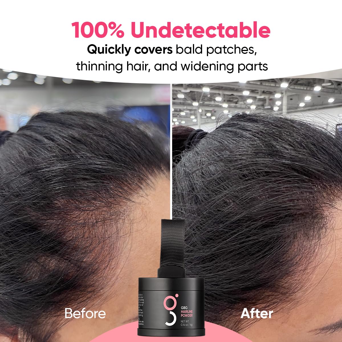 Hairline Powder Instantly Conceals Hair Loss, Root Touch Up Hair Toppers for Women & Men, Hair Fibers for Thinning Hair, Root Cover Up, Stain-Proof 48 Hour Formula (White)
