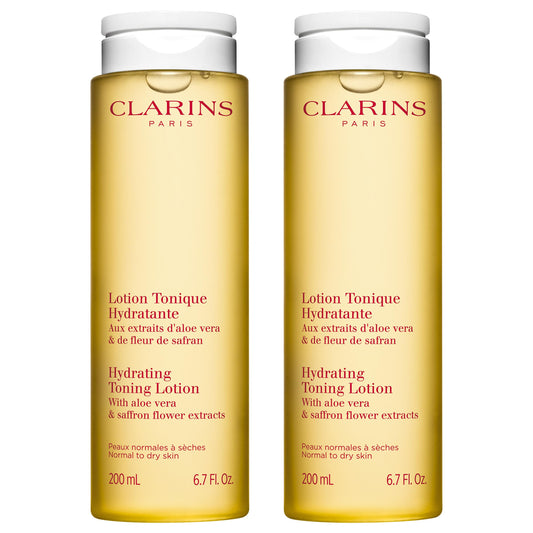 Clarins Hydrating Toning Lotion | Softer Skin After 14 Days of Use* | Cleanses, Tones, Hydrates and Balances Skin's Microbiota | Plant-Based Ingredients | Colorant-Free | Normal to Dry (Pack of 2)