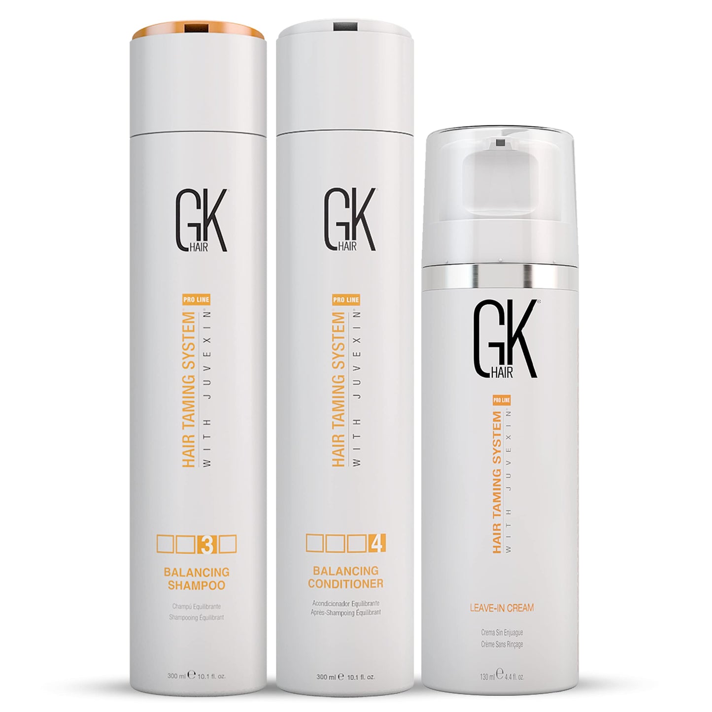 GK Hair Global Keratin Balancing Shampoo and Conditioner 300ml Set & Leave in Conditioner Cream 130ml For Detangling Smoothing Strengthening Moisturizing