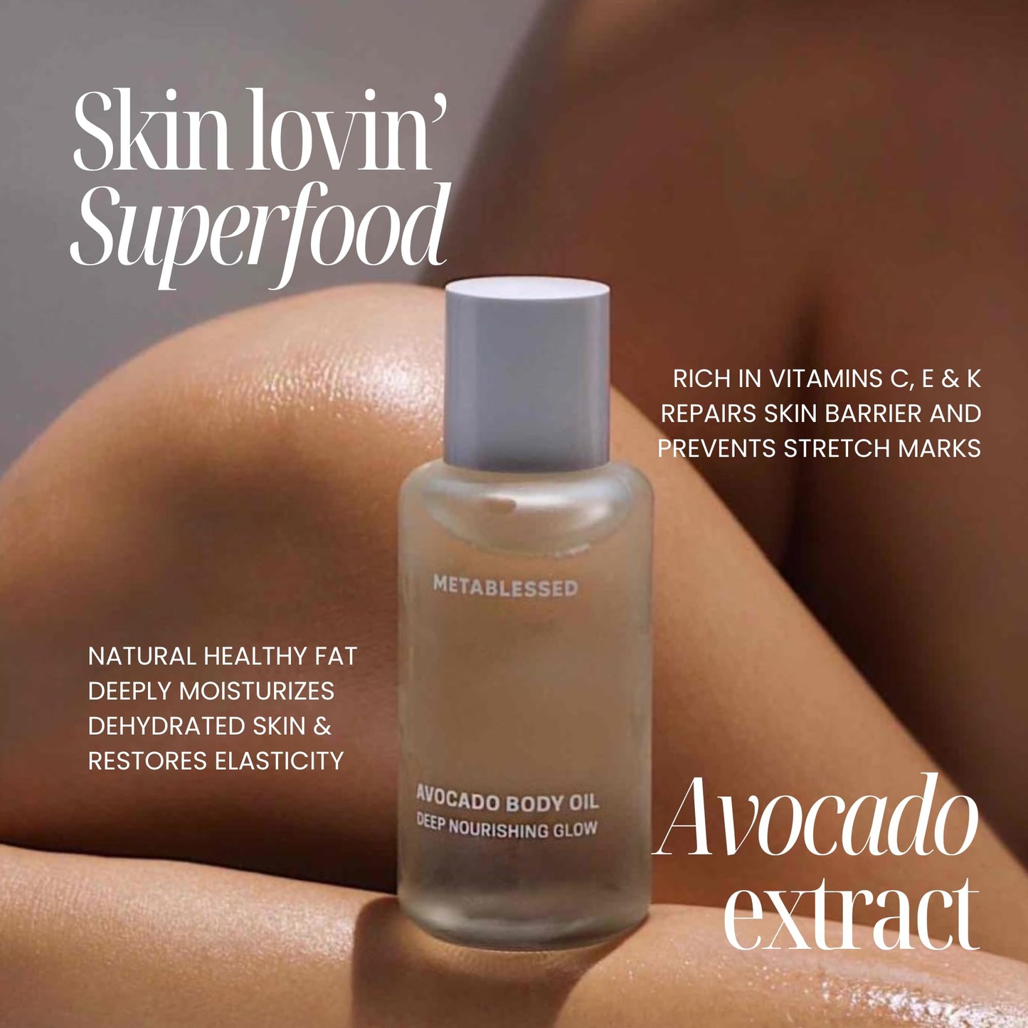 METABLESSED Superfood Skincare Bundle | Organic Oatmeal Lotion & Avocado Dry Body Oil - Sensitive Skin Friendly, Plant Based Clean Beauty