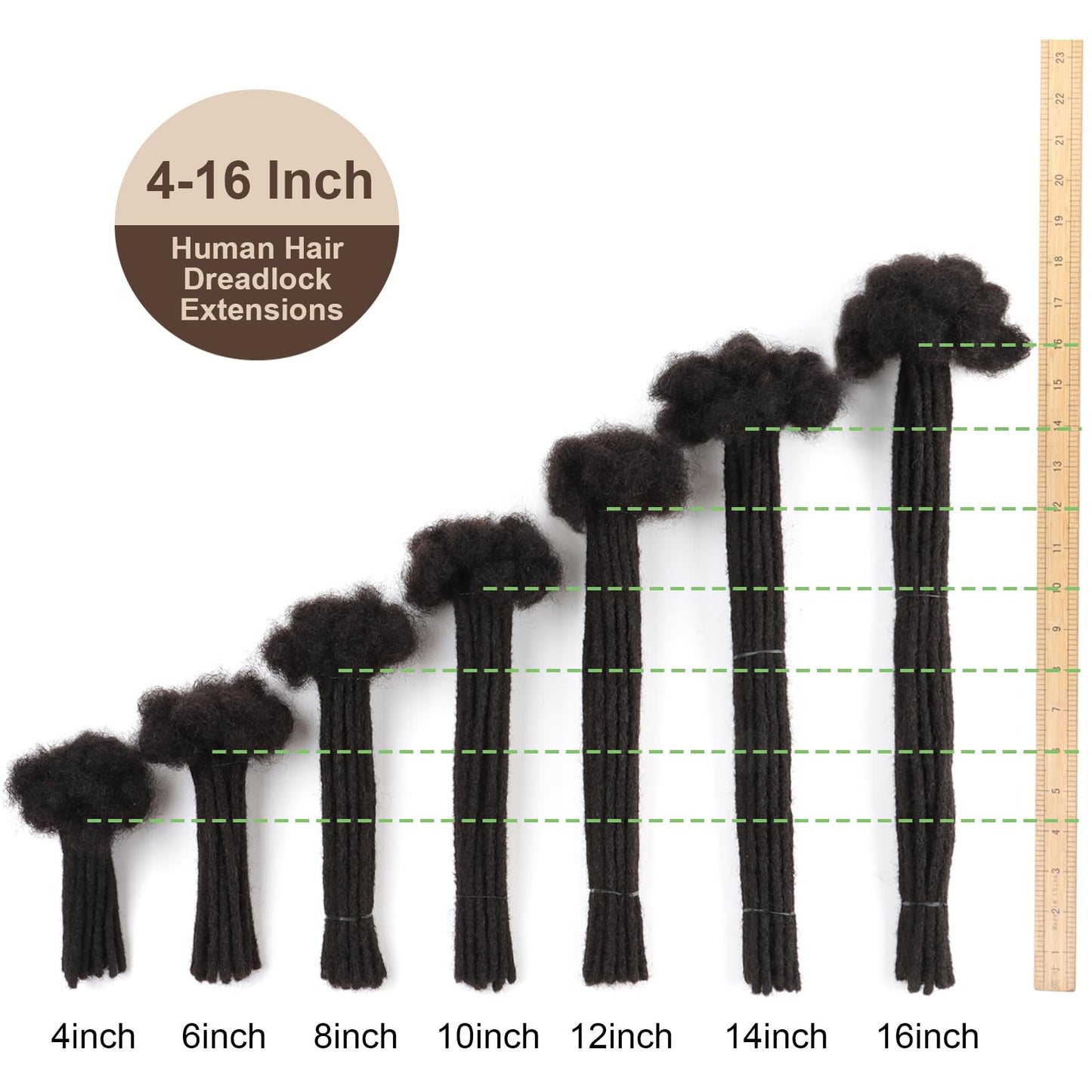 IIFLYDSFA 0.4cm Thickness Real Human Hair Dreadlock Extensions for Men/Women 8 Inch 20 Strands Full Handmade Permanent Locs Extensions Human Hair Can Be Dyed and Bleached