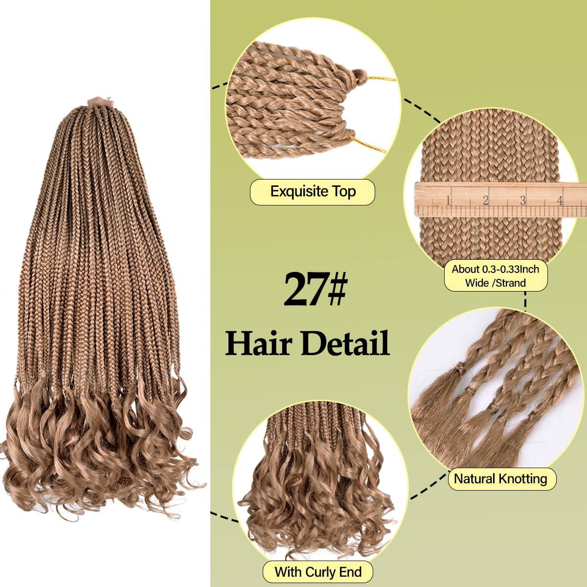 French Curly Crochet Braids Hair 8pack Loose Wavy Pre Stretched 27# Synthetic Spiral Curly Crochet Braids 24Inch Synthetic French Curly box braids Hair With Curly Ends (24 Inch,8 Packs,27#)
