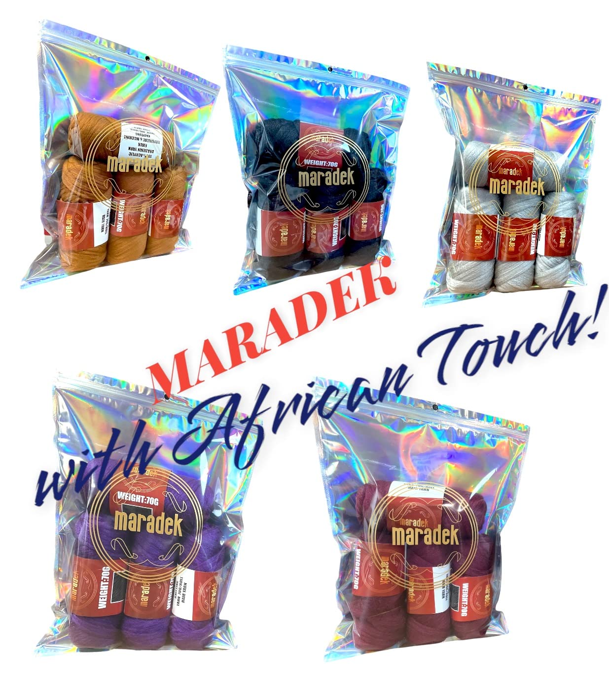 Maradek 100% Acrylic Brazilian Wool Yarn 70g Fiber for Hair Crochet/African Weave/Knitting/Dreadlock Extensions/Twists and More (4 Pack, Ginger)