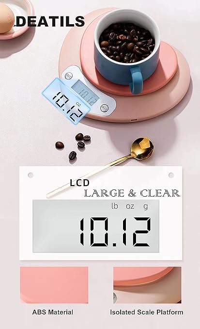 YRY Ultra Precise Kitchen Scale - The Ultimate Baking and Cooking Companion - 6.6lbs (3kg) Capacity, 0.0035 oz (0.1g) Graduation, Large LCD Display, and Tare Function, and ML Unit - (Pink 3kg/0.1g)