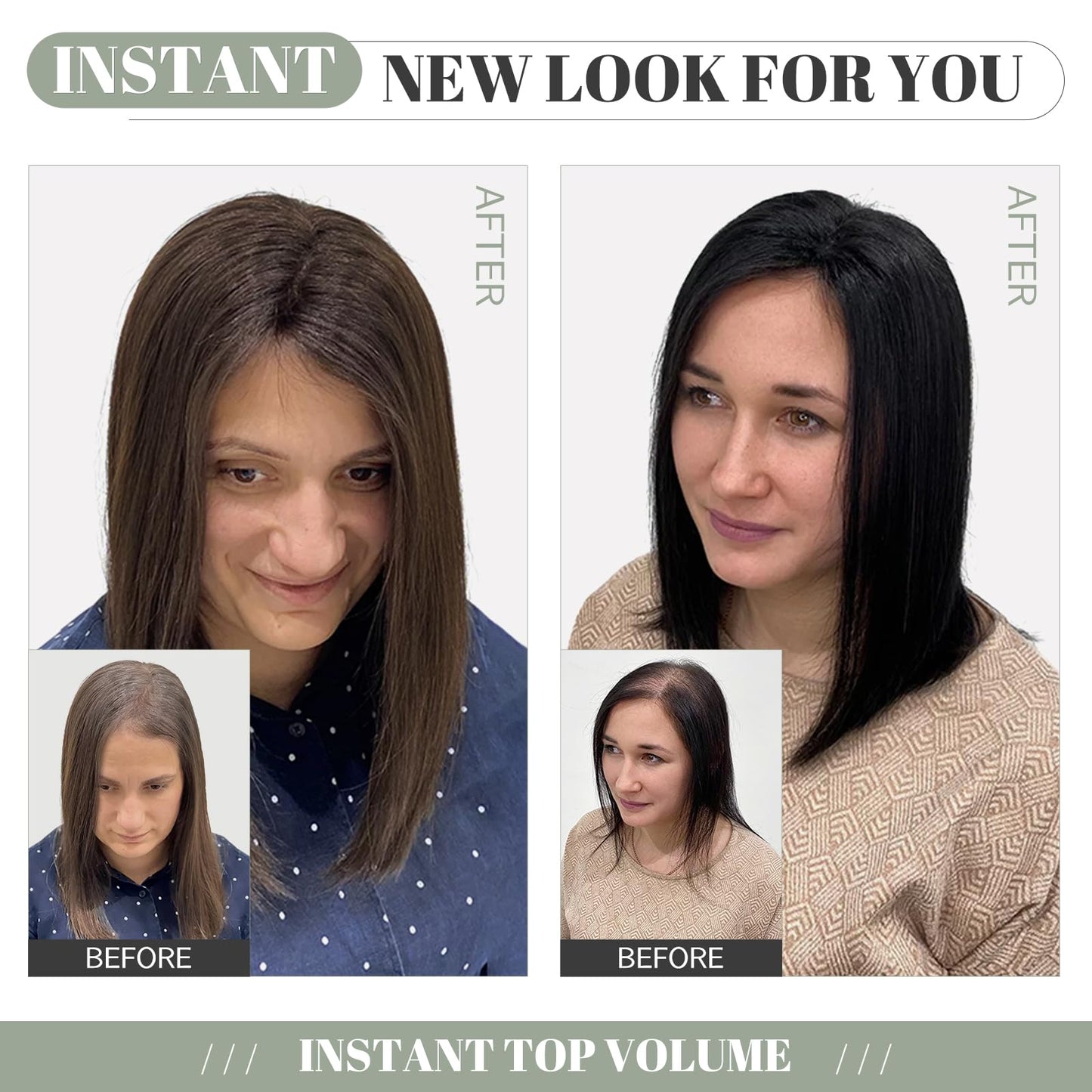 S-noilite Human Hair Toppers For Women 130% Density Hand Made Silk Base Clip in Topper Top Hair Pieces with Thinning Hair/Hair Loss Cover Gray Hair 14Inch 45g #4 Medium Brown