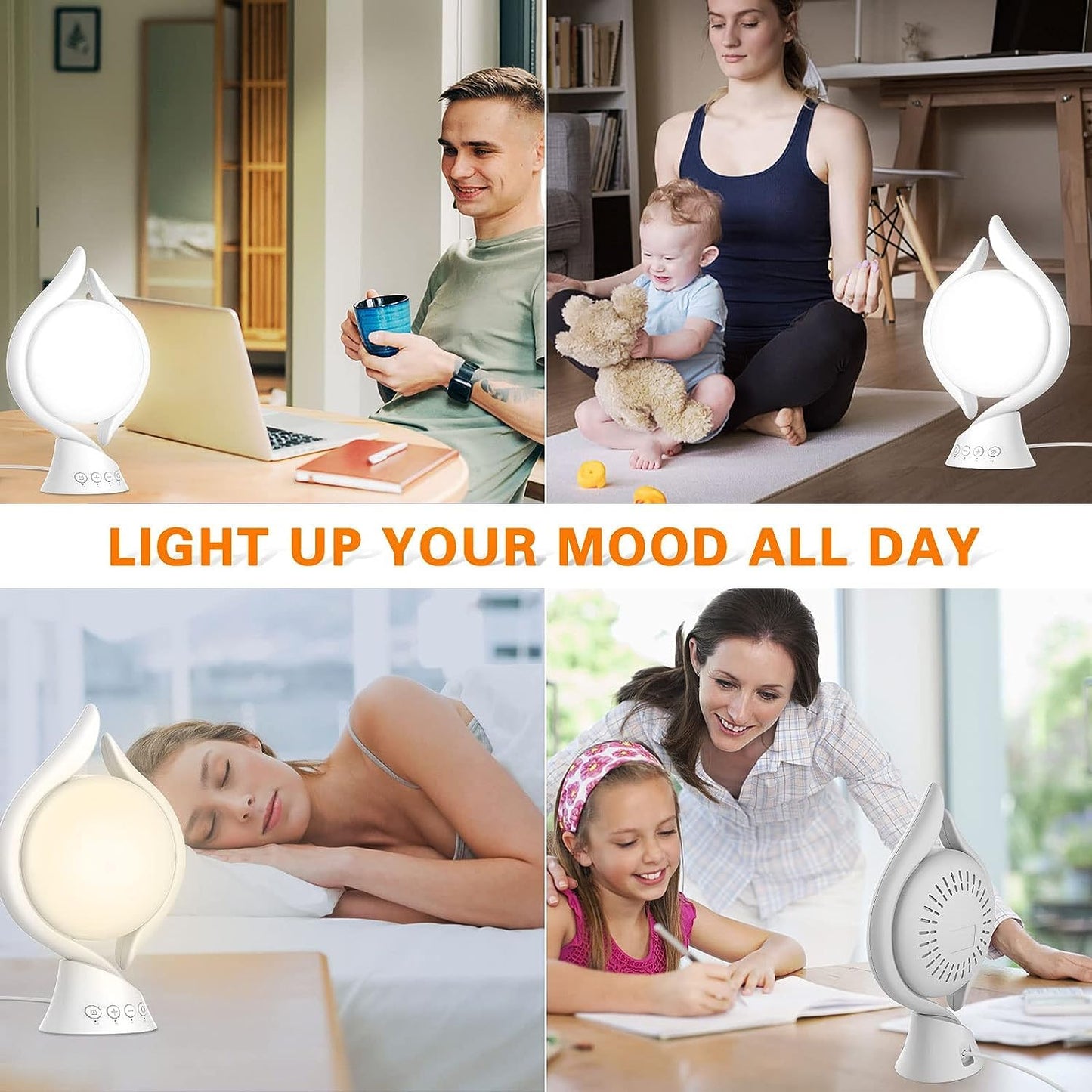 Voraiya Light Therapy Lamp 10000 Lux, UV-Free Therapy Light with 5 Brightness, 3 Color Temperature, 4 Timer, Memory Function, Full Spectrum, Bright Seasonal Sun Light Lamp for Bedroom, Office