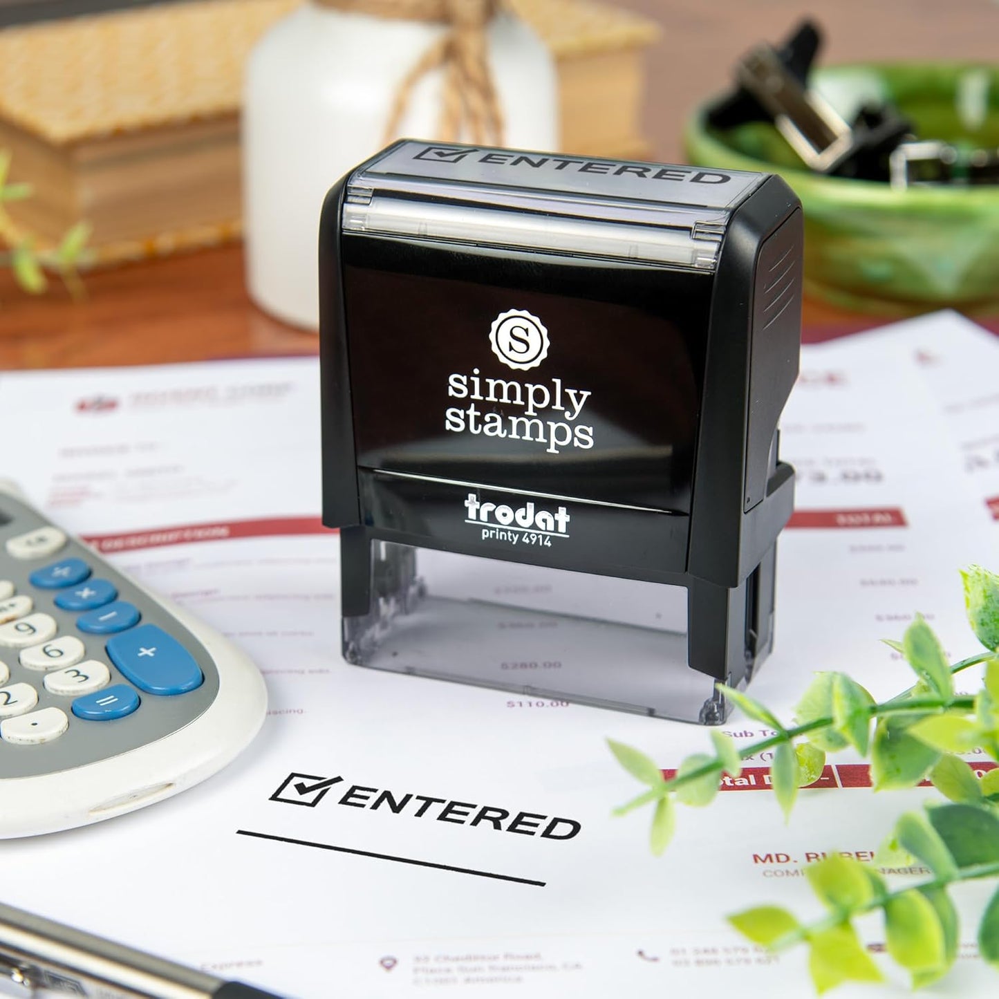 Entered Office Stamp | 4 Different Sizes | 20 Designs | Multiple Color Options | Perfect for Quick Validation of Office Documents (Entered, Xtra Large)