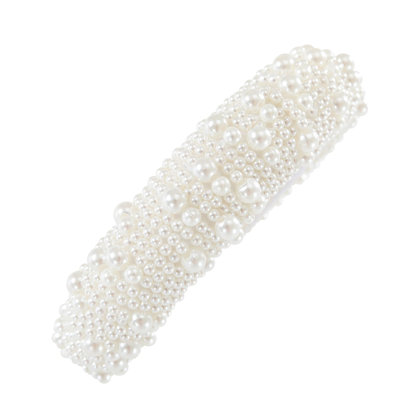 Gmmidea Pearl Headbands for Women Girls Jeweled Beaded Headband Thick Padded Fashion Bridal Headband Wedding Birthday Hair Accessories White