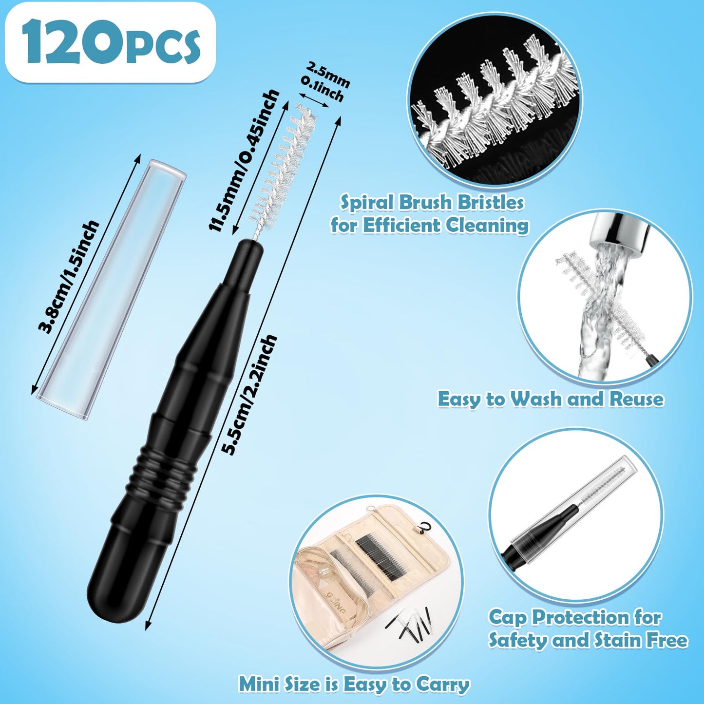 MAPVOLUT 120 Pieces Braces Flossers for Cleaner Interdental Brushes Between Teeth, Toothpick Dental Tooth Flossing with Soft Bristles 360° Bendable Oral Dental Hygiene Flosser Cleaning Tool