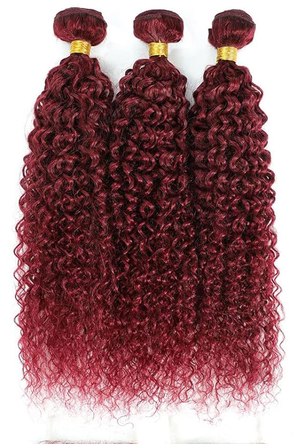 HeioWuio #99j Curly Wave Human Hair Bundles Burgundy Brazilian Remy Human Hair Weaves For Women Grade 8A Hair Extensions Red Bundles Unprocessed Virgin Hair Bundles 8 10 12 Inch