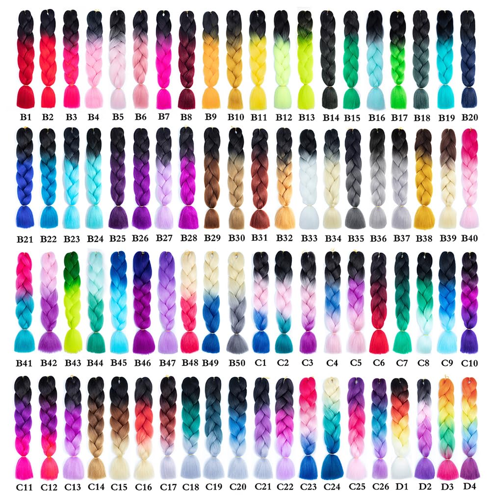 Box Braids Crochet Hair 24 Inch Prelooped Crochet Hair Extensions Hand Made 3 Packs Twist Crothet Braids Hair for Girls and Women Braiding Hair Extensions 22 Strands/Pack (Black-Purple Red-Blue)