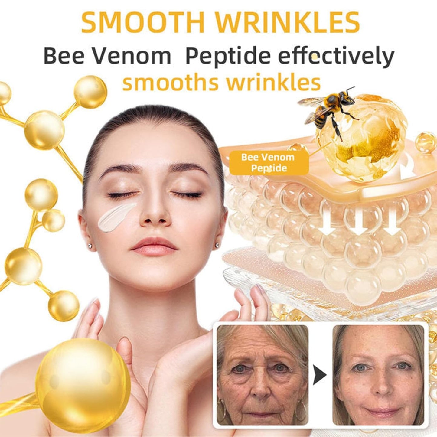 Bee Venom Skin Restoration Cream, Bee Venom Skin Treatment Cream, Repair and Wrinkle Reducing Comprehensive Moisturizer for All skin Types 2PC