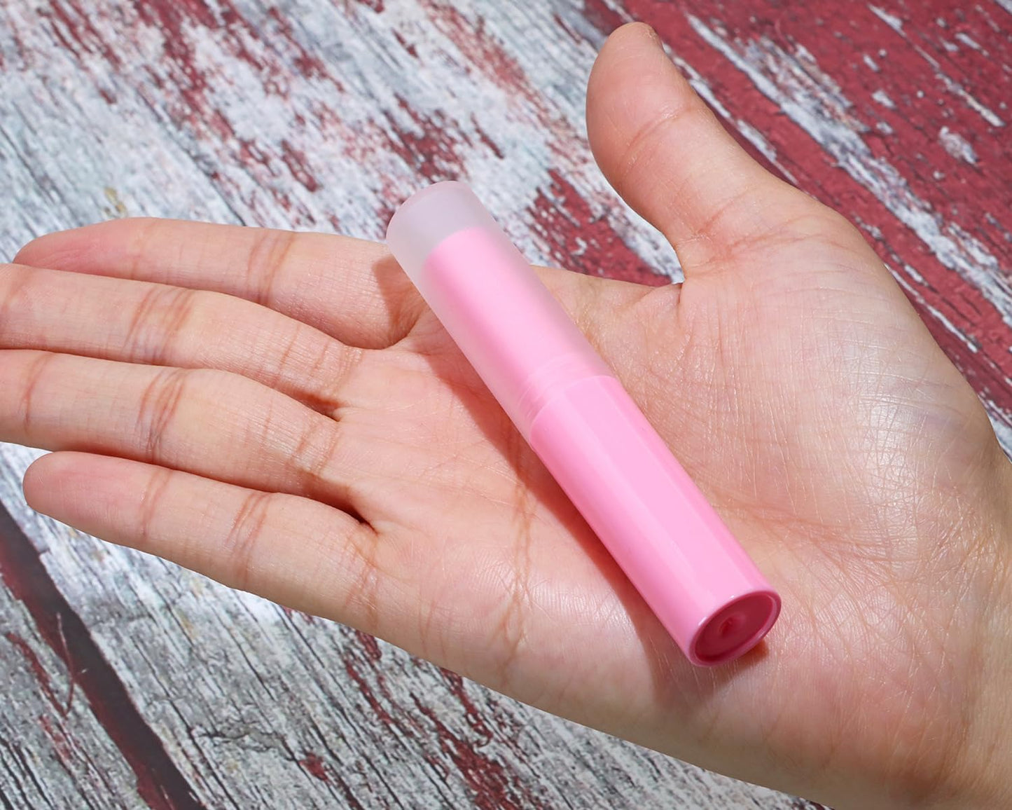 Mini Skater 0.14oz Empty Flavored Lip Balm Container Tubes Plastic Homemade Moisturizing Lip Stick with Caps Bulk Fit for Women Adult DIY Making Supplies, 25 Count (Rose Pink)