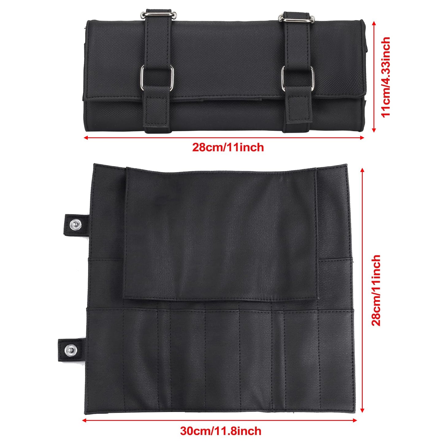 Scissors Holster for Hair Stylist 14 Pockets Scissor Pouch Cases Salon Tools Roll Up Organizer for Barber Hairdresser Groomer (Roll Up (Black))