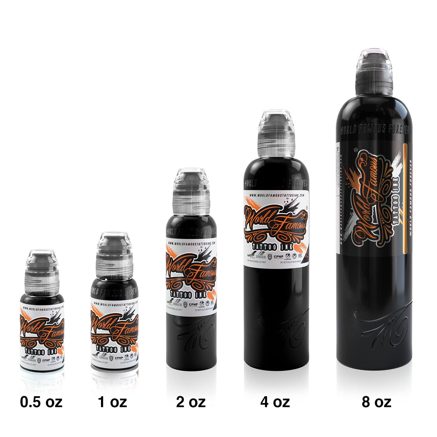 World Famous Tattoo Ink Bundle with Triple Blackout Tattoo Ink (4 oz) & 7 Color Simple Tattoo Kit (7 Bottles, 0.5 oz Each) - Professional Tattoo Ink & Tattoo Supplies - Skin-Safe, Vegan & Non-Toxic