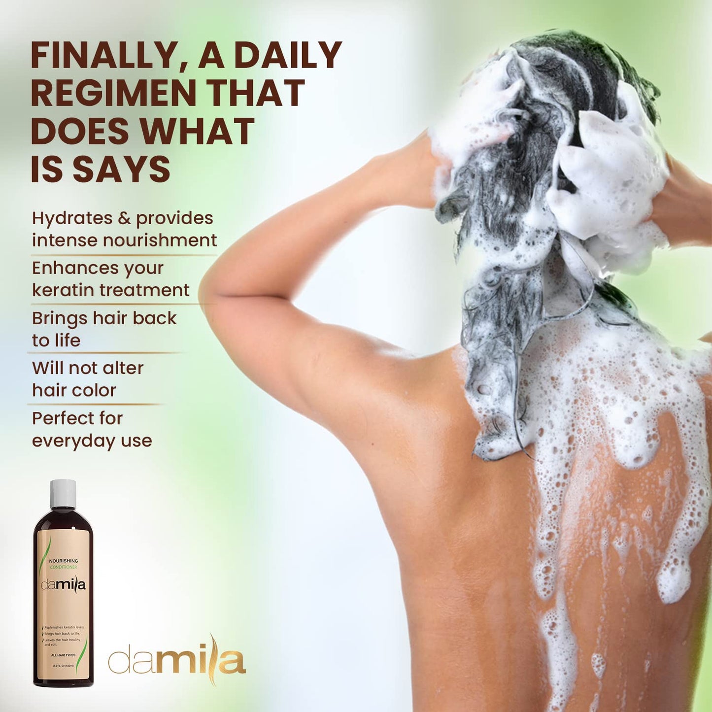 damila Nourishing Conditioner with Keratin & Aloe Vera - Perfect for Damaged, Frizzy, Curly, or Dry Hair (4.0 Fl Oz)