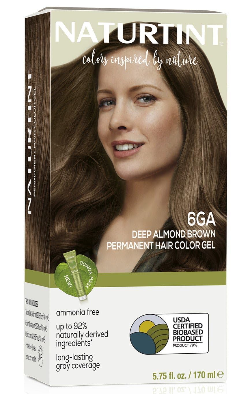 Naturtint 6GA Deep Almond Brown Permanent Hair Color (Pack of 1), Ammonia Free, Vegan, Cruelty Free, up to 100% Gray Coverage, Long Lasting Results (Packaging may vary)