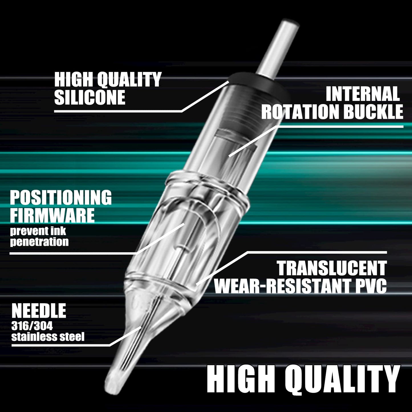 NAQASE 20Pcs 1209RL Tattoo Needle Cartridge 12# 0.35mm Round Liner for Tattoo Pen Machine for Tattoo Artists and Beginners