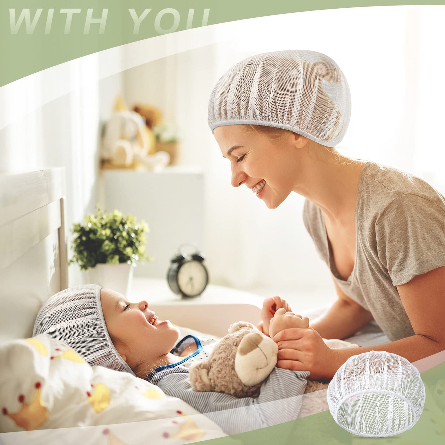 Chuarry 4 Pcs Mesh Sleep Bonnet for Sleeping Night Curly Hair Nets Sleep Caps for Women(White)