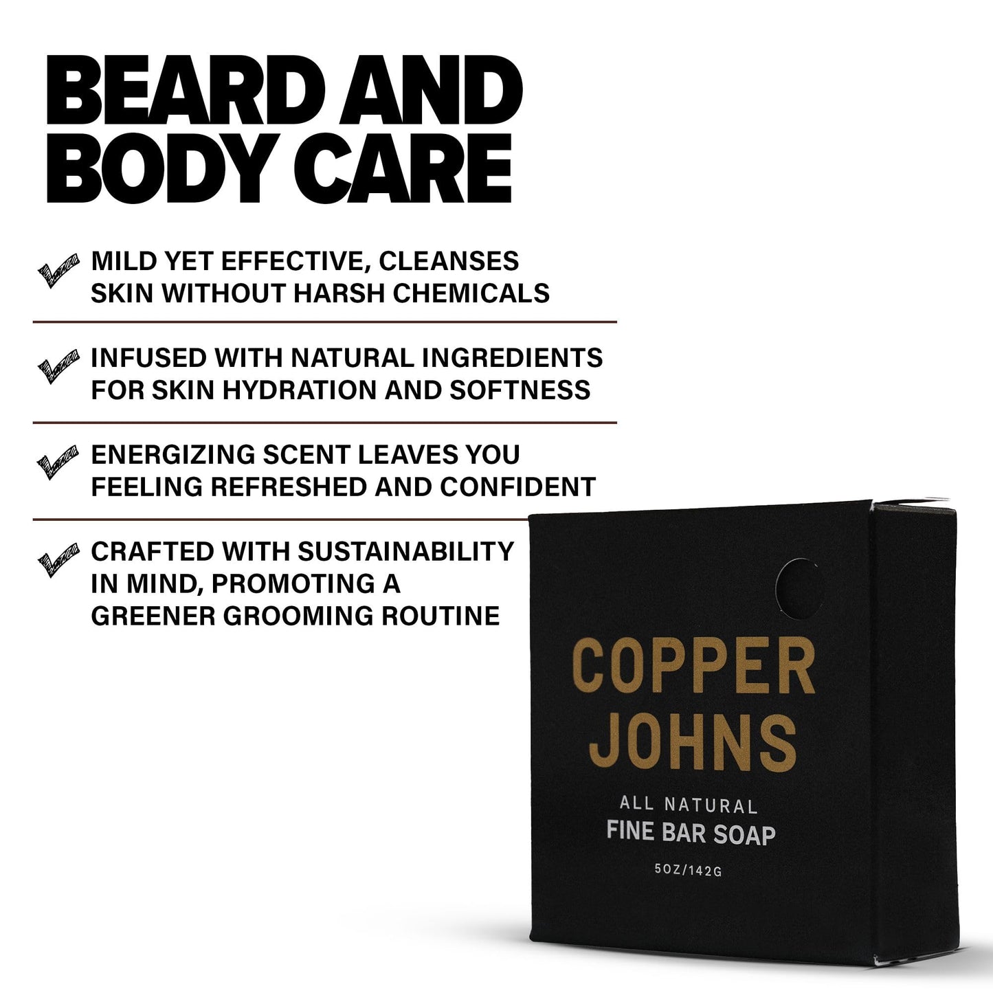 Copper Johns | Bar Soap | For Both Beard & Body | Made with Natural Oils and Organic Shea Butter | Arctic Powder | 5 oz