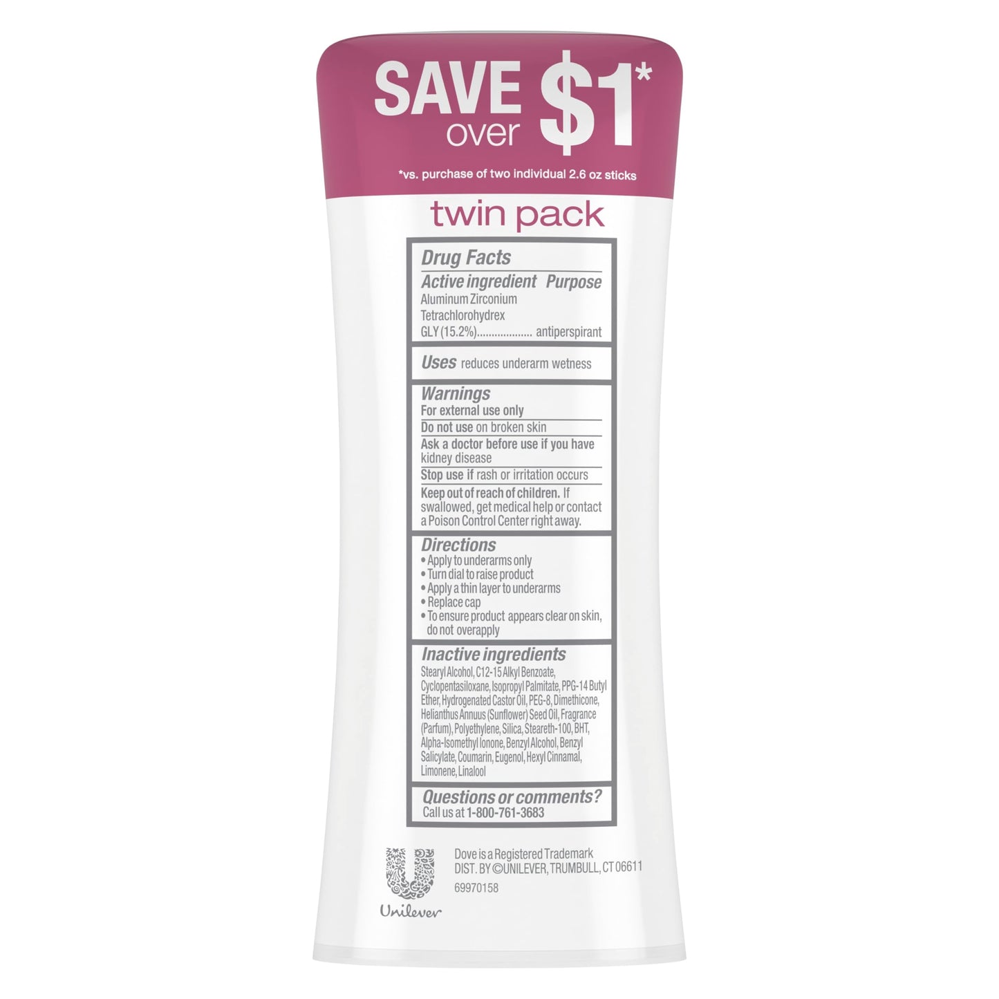 Dove Advanced Care Antiperspirant Caring Coconut, 2 Count Deodorant Stick for Women, for 48 Hour Protection And Soft And Comfortable Underarms, 2.6 oz