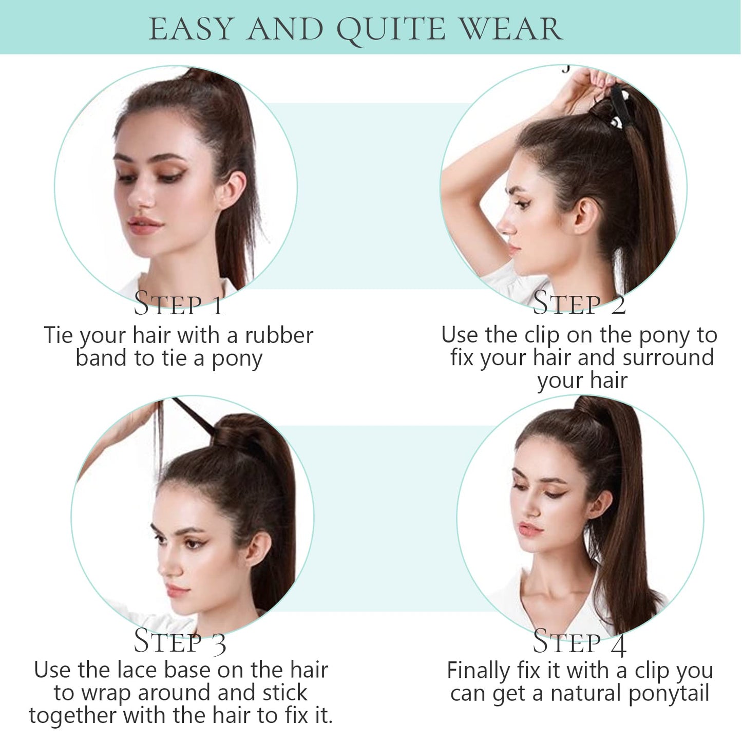 Loxxy Pony Tails Hair Extensions Wrap Around Black Ponytail Extension Natural Silky Straight Ponytail Clip in Hair Extensions Hairpiece Virgin 80g 18 Inch Off Black