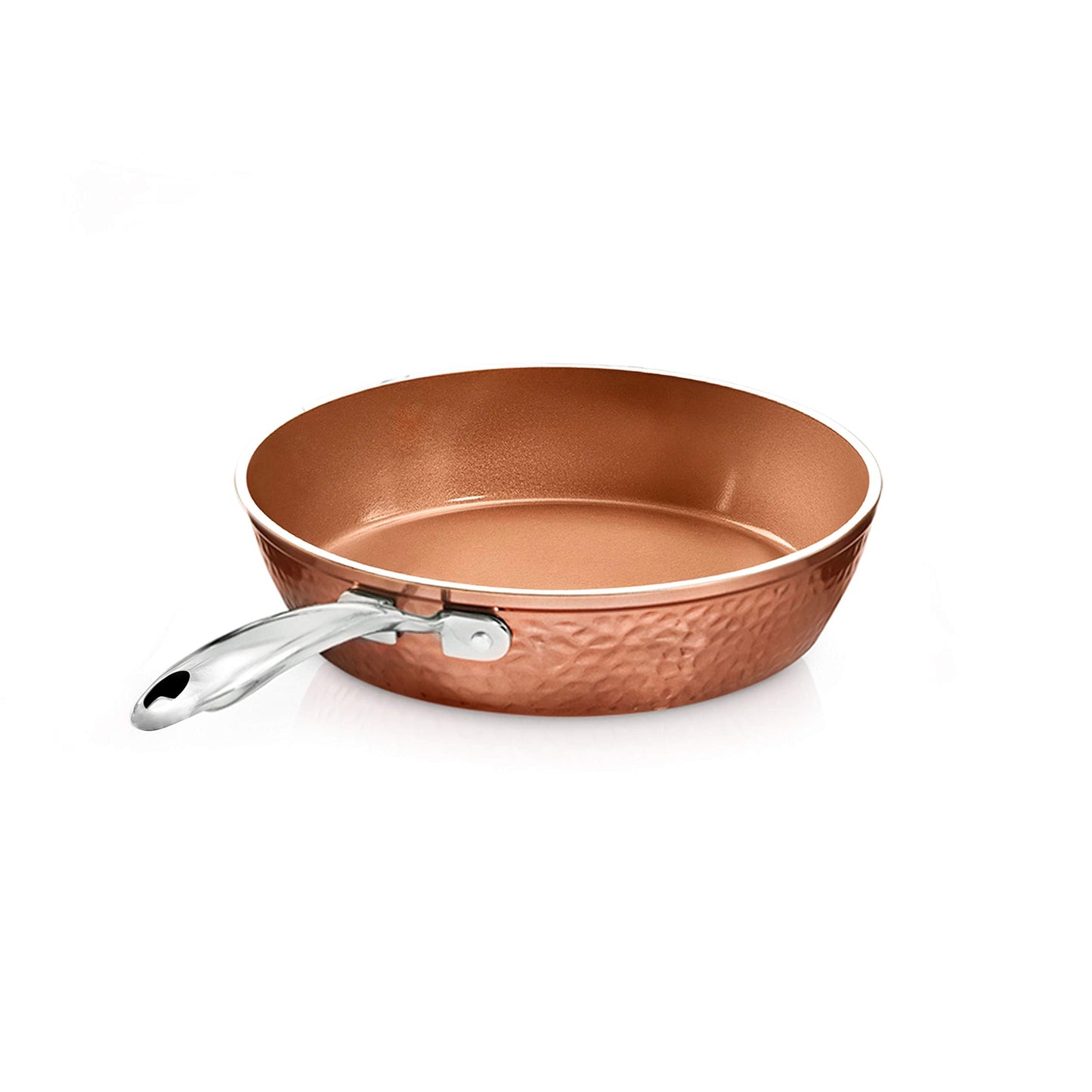 Gotham Steel Hammered Copper 12 Inch Nonstick Skillet, Aluminum, Induction Compatible, Easy Release, Even Heat Distribution