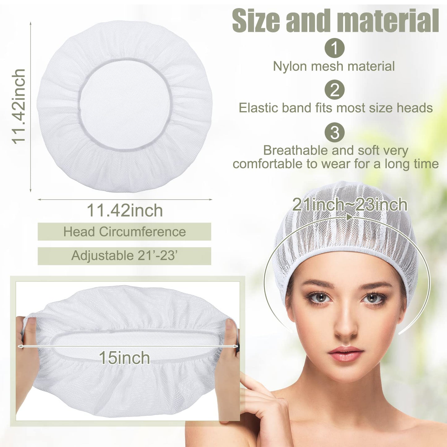 Chuarry 4 Pcs Mesh Sleep Bonnet for Sleeping Night Curly Hair Nets Sleep Caps for Women(White)