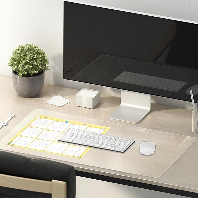 Clear Table Cover - 12 x 40 Inch, 1.5mm Thick Plastic Mat, Protector for Desks and Tables