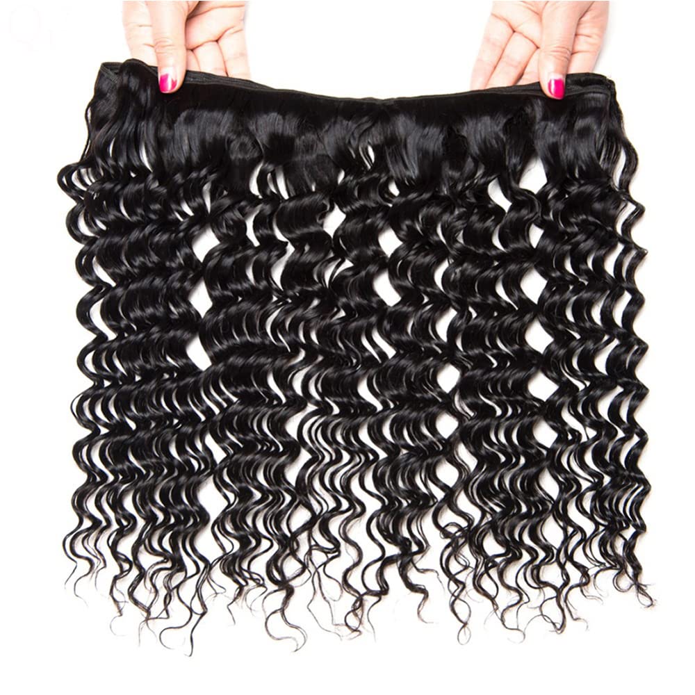 Loose Deep Wave Bundles Human Hair 8A Grade Unprocessed Brazilian Human Hair Weave Extensions Double Weft Remy Hair Wet and Wavy Bundles Soft and Silky for Black Women (22 22 22 inch,3 Bundles)