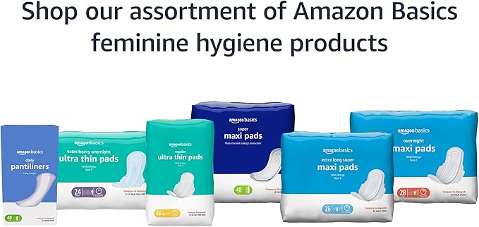 Amazon Basics Daily Pantiliner, Regular Length, Pads for Women, Unscented, 300 Count (6 Packs of 50) (Previously Solimo)