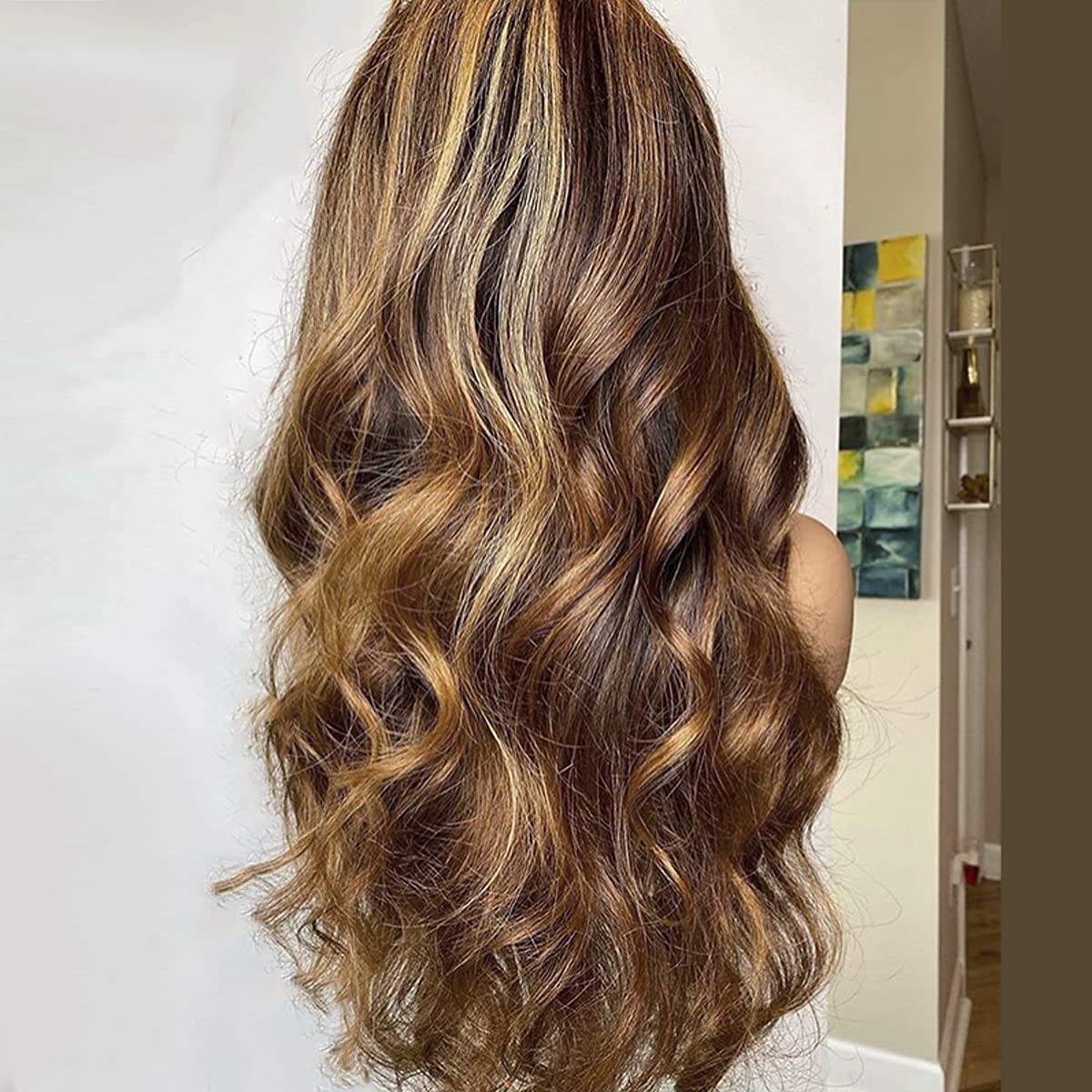 yimisunny Highlight Lace Front Wigs Human Hair Wavy Highlight Wig Human Hair 150% HD Transparent Highlight Ombre Lace Front Wig Human Hair Honey Blonde Pre Plucked With Baby Hair 20 Inch