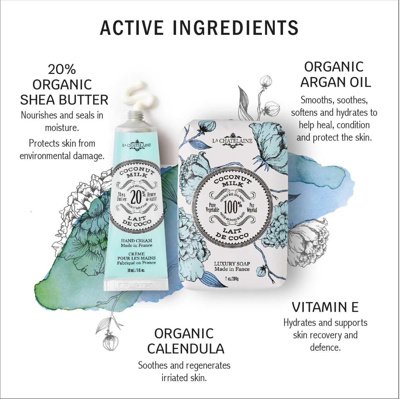 La Chatelaine Aqua Hand Cream Trio and Luxury Soap Trio Gift Sets l Made in France | Plant-Based | Enriched with Organic Shea Butter (Coconut Milk, Shea, Sweet Almond)