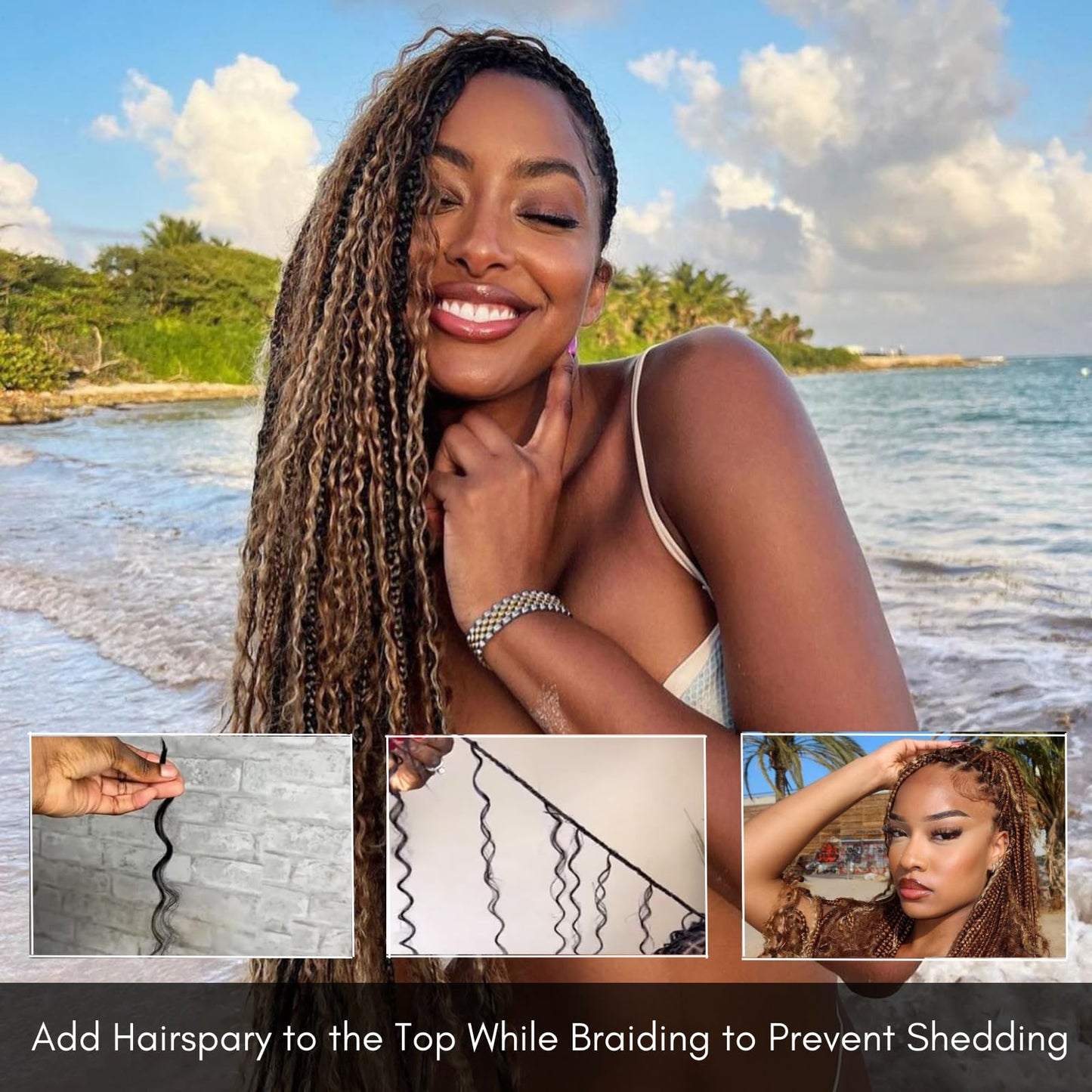 AUROO 10A Braiding Hair Deep Wave Bulk Human Hair For Braiding 24In,No Weft Honey Blonde Highlight Ombre Bundles Curly Micro Braiding Hair For Boho Knotless Braids 100% Virgin Human Braiding Hair 100g