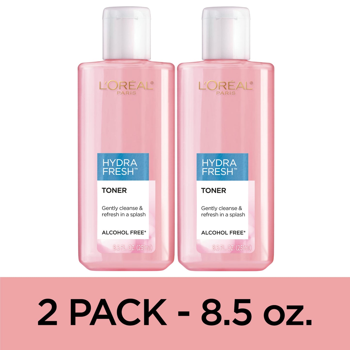 L'Oreal Paris Skincare HydraFresh Toner Face Toner, Alcohol Free Toner with Pro-Vitamin B5 for a Smoother, Brighter Complexion, 2 Count