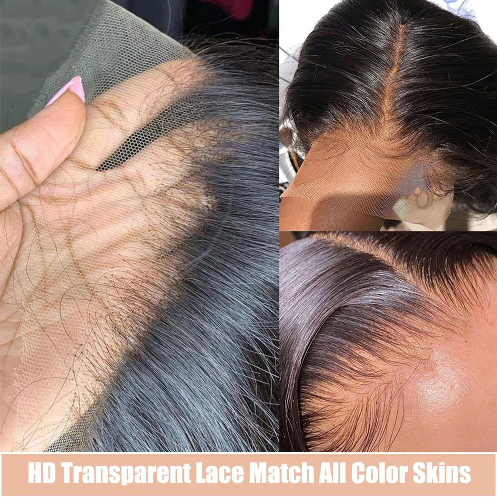 Lace Front Wigs Human Hair 13x4 HD Transparent Deep Wave Human Hair Lace Front Wigs for Women 180% Density Lace Front Wig Pre Plucked with Baby Hair Deep Curly Lace Frontal Wig Human Hair(22inch)