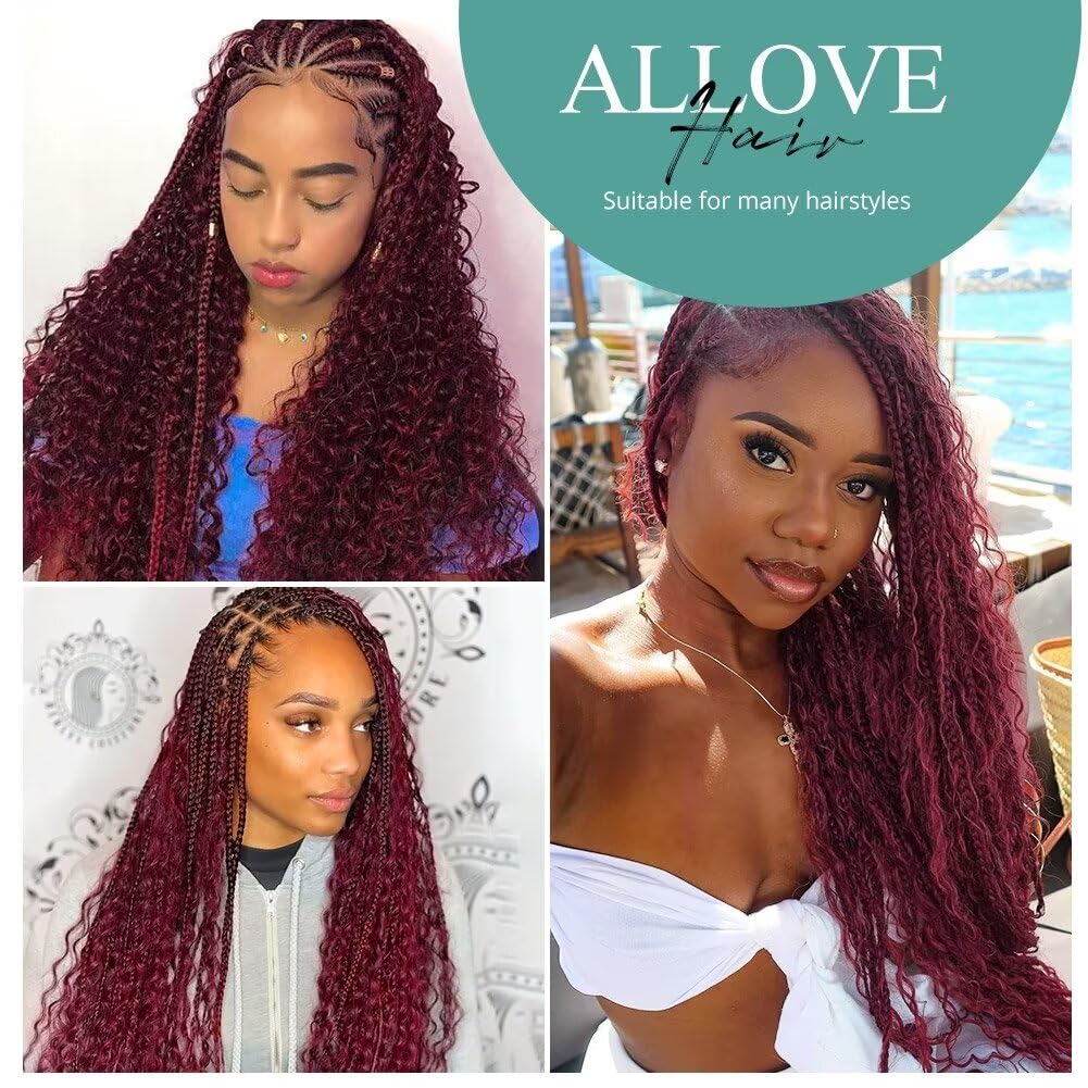 Human Braiding Hair 100g 26 Inch Deep Wave Bulk Human Hair for Braiding 2 Bundles/Pack No Weft Brazilian Virgin Deep Curly Human Hair Extensions Color 99J Burgundy Braiding Hair for Micro Braids