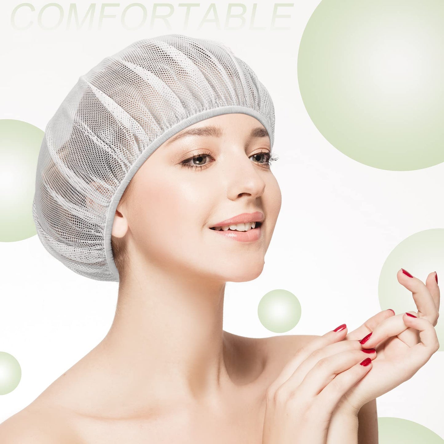 Chuarry 4 Pcs Mesh Sleep Bonnet for Sleeping Night Curly Hair Nets Sleep Caps for Women(White)