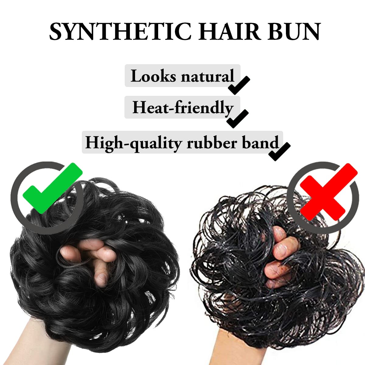 SARLA 2PCS Burgundy Messy Hair Bun Hair Pieces Wavy Curly Synthetic Updo Fake Scrunchies Ponytail Extension for Women Wine Red
