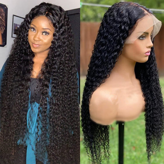 Deep Wave Lace Front Wigs Human Hair Wigs for Black Women 13x6 Glueless Lace Front Human Hair Wig Deep Curly Pre Plucked with Baby Hair 150% Density Brazilian Virgin Hair Natural Color (13x6-20)